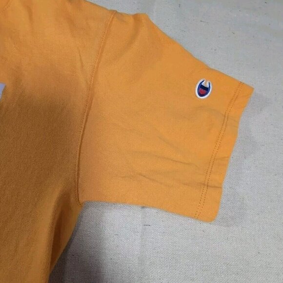 CHAMPION T Shirt Men's Small Purple Logo Graphic Yellow Short Sleeve Crew Neck - Picture 3 of 10
